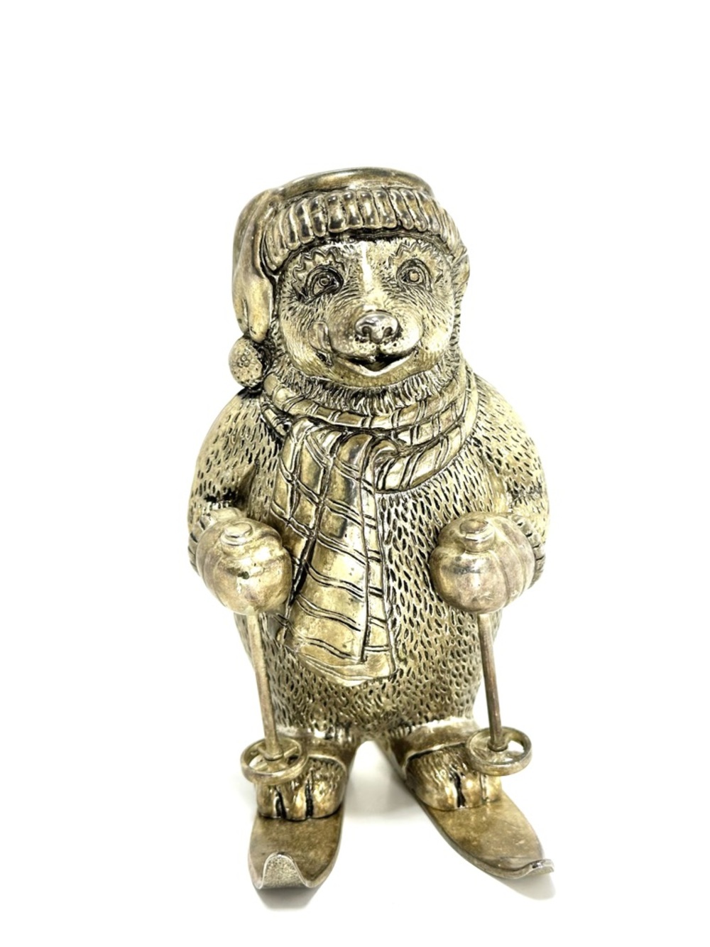 Vintage Towle Silversmiths Silver-Plated Skiing Polar Bear Candle holder
